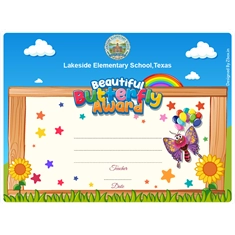 Beautiful Butterfly Classroom Award Certificate